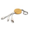 Round Bamboo Charge Cable Keyrings Natural
